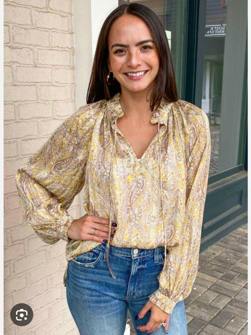 Elan Peasant Top Gold Paisley Small NWT